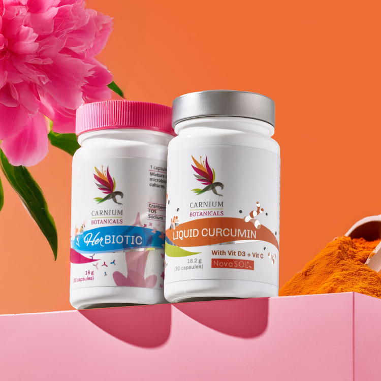 Pacchetto pelle senza imperfezioni: Her Biotic + Liquid Curcumin